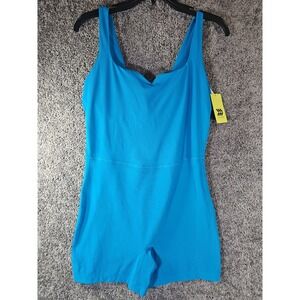 NWT All in Motion Ribbed Tank/Shorts Bodysuit TURQUOISE BLUE Size L